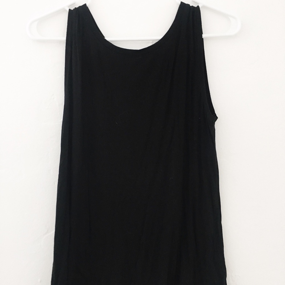 Black open back tank top